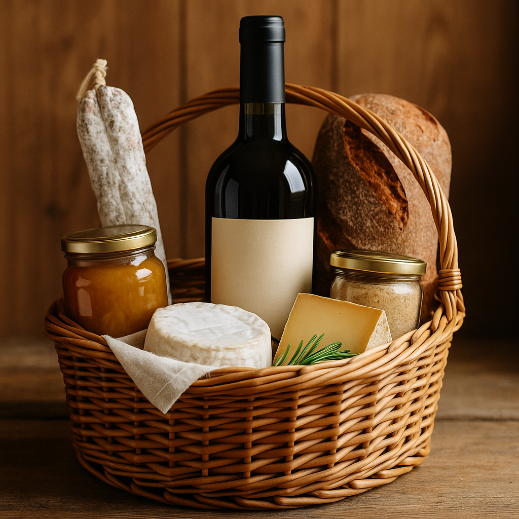 Panier avec produits locaux et services personnalisés pour une location sur la Côte Atlantique